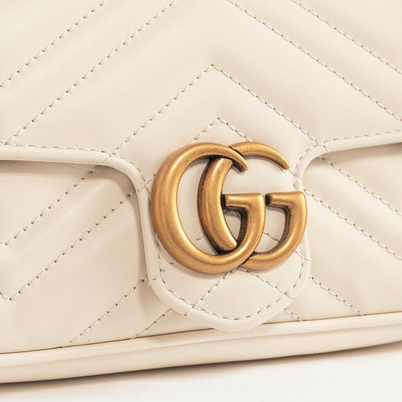 Gucci GG Marmont White Matelasse Chevron Leather Small Shoulder Bag - Picture 8 of 14